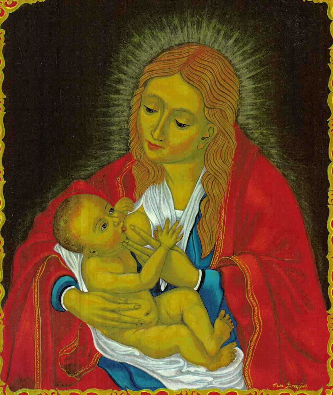 La Vierge et l Enfant habille rouge
